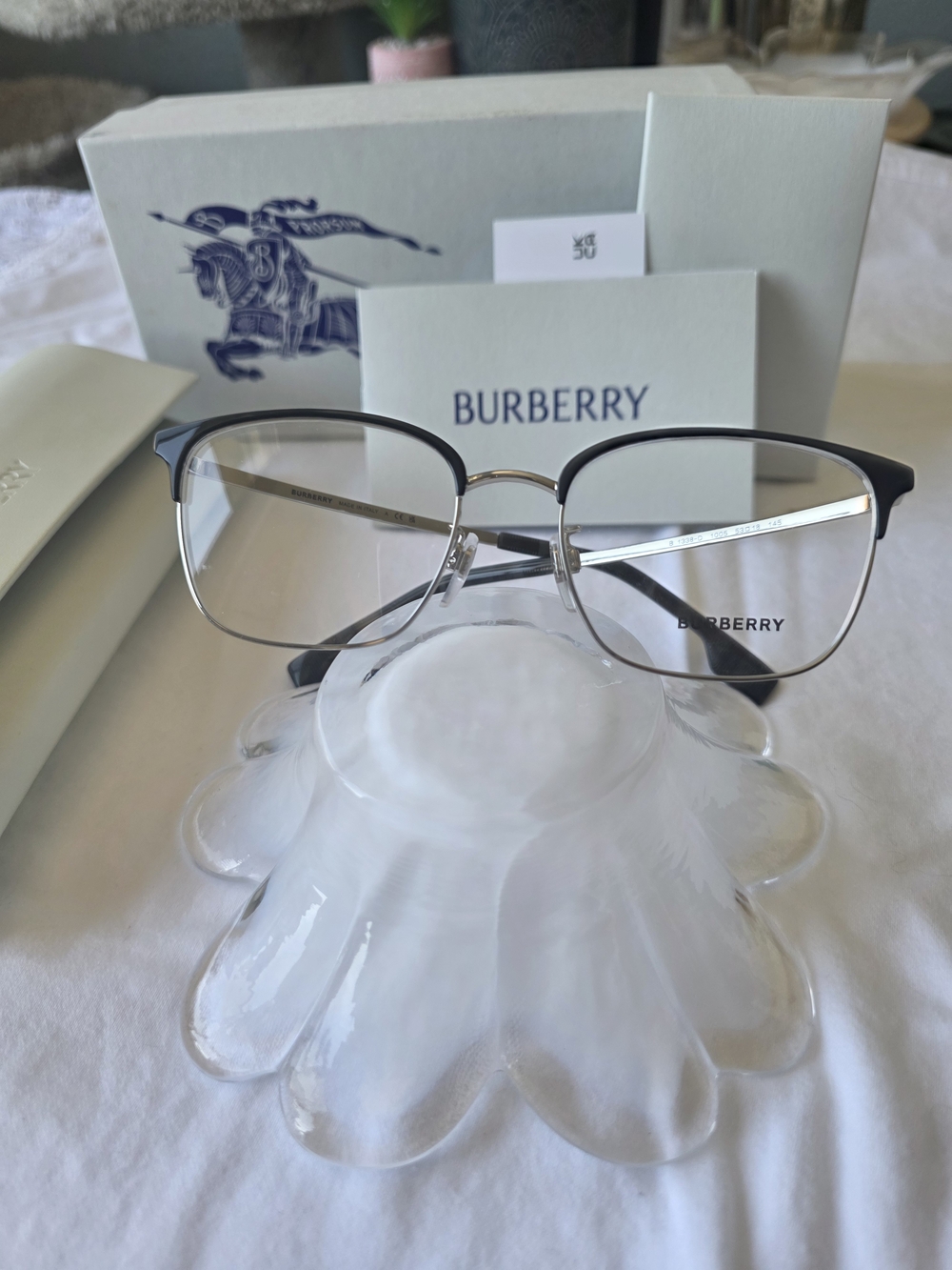 Burberry Men's Silver and Black Optical Glasses 53/18/145 - (New) Made in Italy